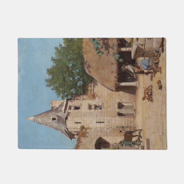 Klaar voor de jacht (middeleeuwse scène) deurmat (Voorkant)