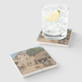 Klaar voor de jacht (middeleeuwse scène) stenen onderzetter (Zijkant)