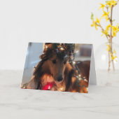 Klaar voor de kerst sheltie kaart (Gele Bloem)