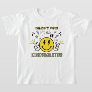 Klaar voor de kleuterschool Pink Retro Smiley Face T-shirt