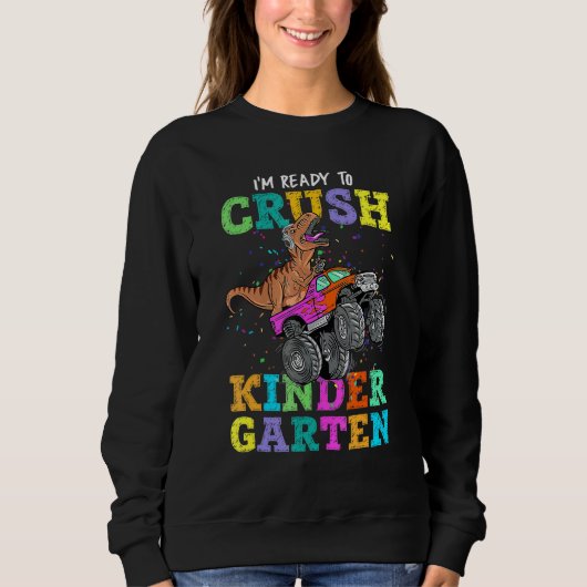 Klaar voor de oprit Kindergarten Dinosaur Monster  Trui (Voorkant)