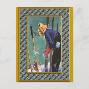 Klaar voor de piste feestdagenkaart