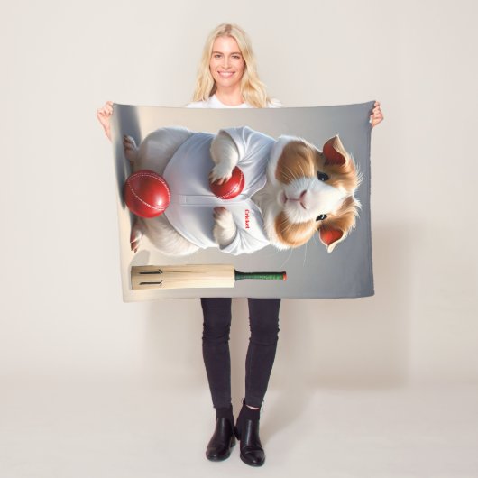 Klaar voor de pitch, cavia cricketer fleece deken (In situ)