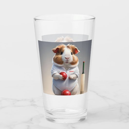 Klaar voor de pitch, cavia cricketer glas (Achterkant)