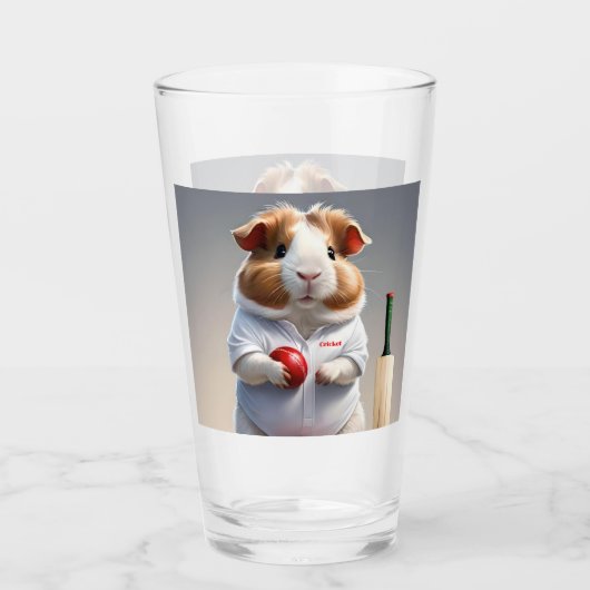 Klaar voor de pitch, cavia cricketer glas (Voorkant)