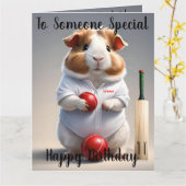 Klaar voor de pitch, cavia cricketer kaart (Gele Bloem)