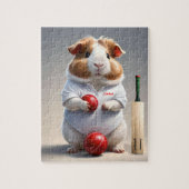 Klaar voor de pitch, cavia cricketer legpuzzel (Verticaal)
