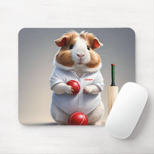 Klaar voor de pitch, cavia cricketer muismat (Met muis)