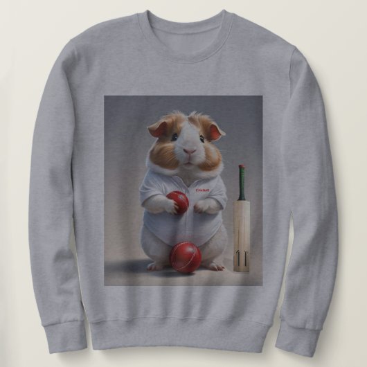 Klaar voor de pitch, cavia cricketer trui (Design voorkant)