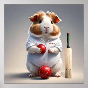Klaar Voor De Pitch, Cavia Cricketspeler Poster
