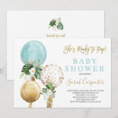 Klaar voor de pop Baby shower Boy Invitation Kaart (Voorkant / Achterkant)