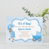 Klaar voor de Pop Baby shower Invitation Boy Kaart (Staand voorkant)