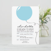 Klaar voor de Pop Blue Balloon Boy Baby shower Uit Kaart (Staand voorkant)