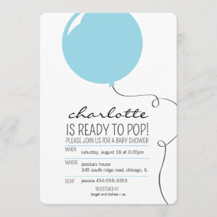Klaar voor de Pop Blue Balloon Boy Baby shower Uit Kaart