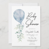 Klaar voor de Pop Blue Greenery Baby Boy Shower Mo Kaart (Voorkant)