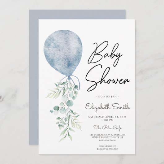 Klaar voor de Pop Blue Greenery Baby Boy Shower Mo Kaart (Voorkant / Achterkant)