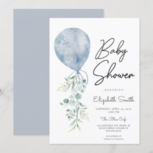 Klaar voor de Pop Blue Greenery Baby Boy Shower Mo Kaart