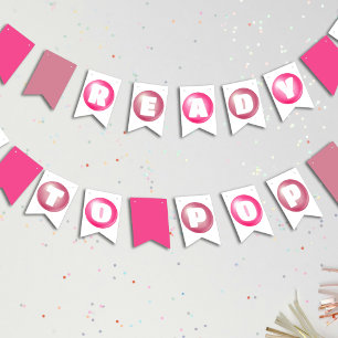Klaar voor de Pop Bubblegum Pink Girl Baby shower Vlaggetjes