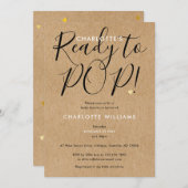 Klaar voor de Pop Chic Script Rustic Kraft Baby sh Kaart (Voorkant / Achterkant)