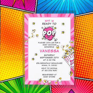 Klaar voor de Pop Fun & Modern Girl Baby shower Kaart