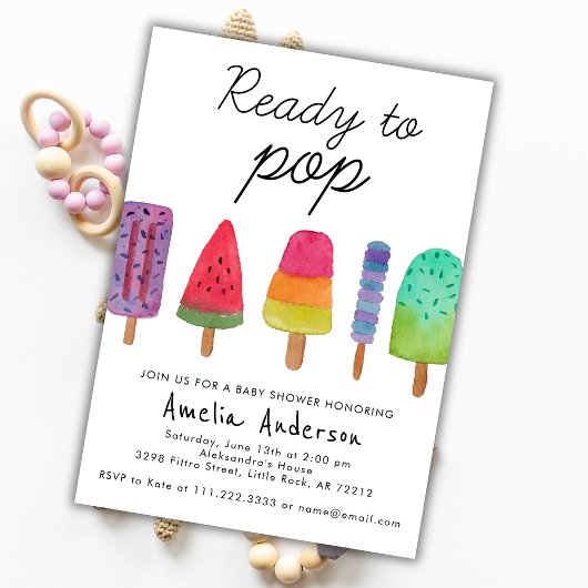 Klaar voor de Pop kleurrijke Popsicle Baby shower Kaart