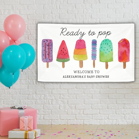Klaar voor de Pop kleurrijke Popsicle Baby shower Spandoek