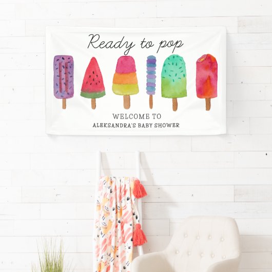 Klaar voor de Pop kleurrijke Popsicle Baby shower Spandoek (Insitu)