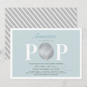Klaar voor de Pop Modern Blue Balloon Baby shower Kaart