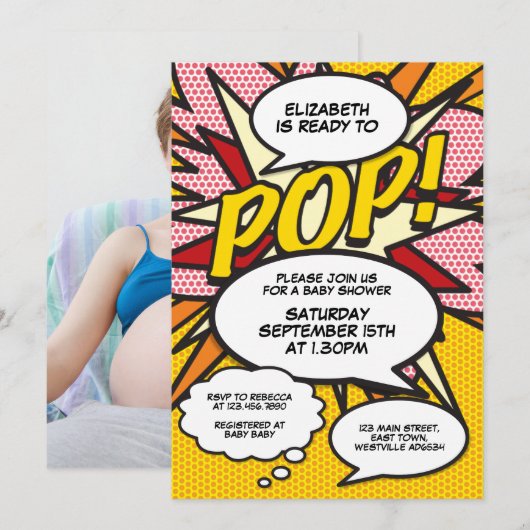 Klaar voor de Pop Modern Fun Baby shower Foto Kaart (Voorkant / Achterkant)
