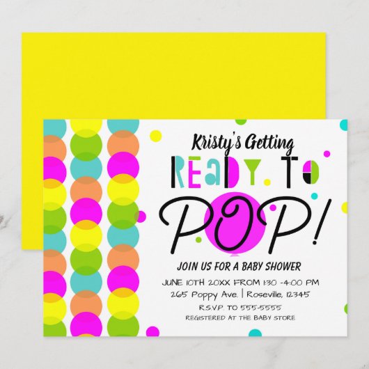 Klaar voor de Pop Modern Kleurrijk Baby shower Kaart (Voorkant / Achterkant)