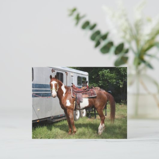 "Klaar voor de rit " Briefkaart (Staand voorkant)