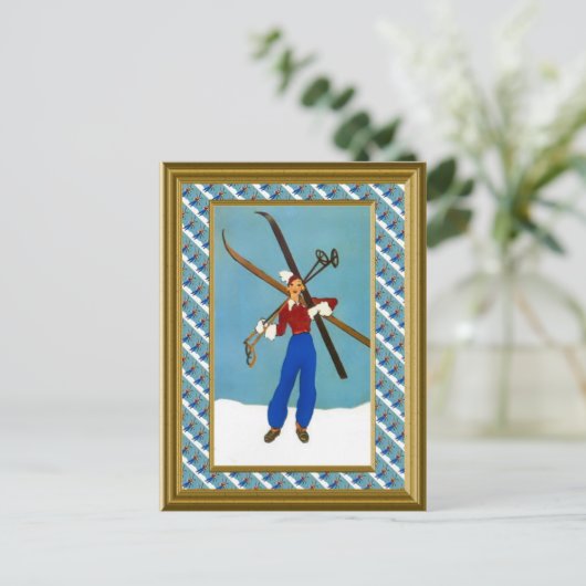 Klaar voor de skipistes briefkaart (Staand voorkant)