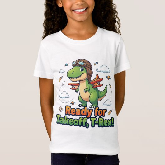 Klaar voor de Start T-Rex Lieve Dinosaur T-Shirt | (Voorkant)