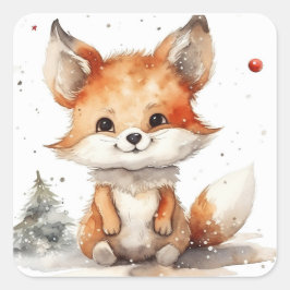 Klaar voor de wintervos vierkante sticker