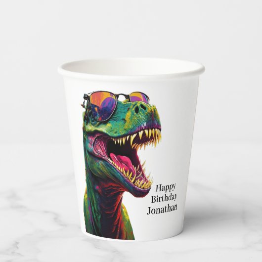 Klaar voor een Dino-Mite verjaardagsfeestje Papieren Bekers (Achterkant)