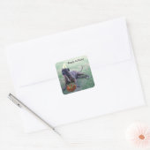 Klaar voor feest met Birthday Dog en Brownie Cake Vierkante Sticker (Envelop)