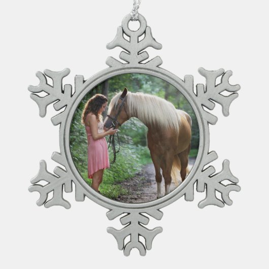 Klaar voor foto tin sneeuwvlok ornament (Voorkant)