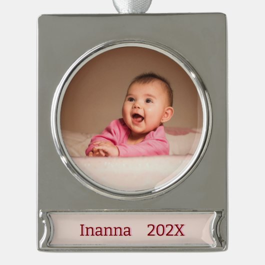 Klaar voor foto verzilverd banner ornament (Voorkant)