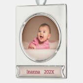 Klaar voor foto verzilverd banner ornament (Links)