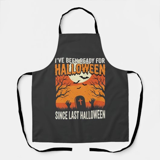 Klaar voor Halloween Begraafplaats Ontwerp_1 Schort (Voorkant)