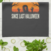 Klaar voor Halloween Begraafplaats Ontwerp_1 Theedoek (Gevouwen)