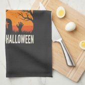 Klaar voor Halloween Begraafplaats Ontwerp_1 Theedoek (Quarter Fold)