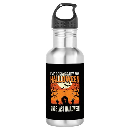 Klaar voor Halloween Begraafplaats Ontwerp_1 Waterfles (Voorkant)