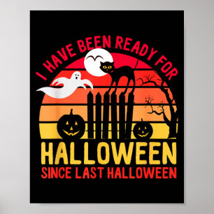 Klaar voor halloween kat geesten pompoenen poster