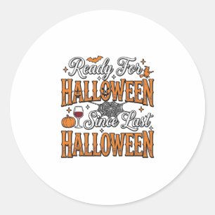 Klaar voor Halloween Vintage Gravure Shirt Ontwerp Ronde Sticker
