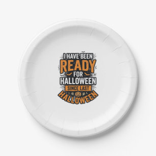 Klaar voor Halloween Vintage Griezeldesign T-shirt Papieren Bordje