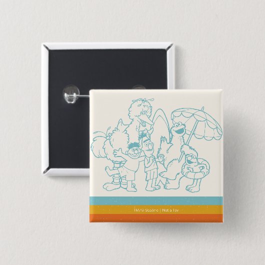 Klaar voor het strand vierkante button 5,1 cm (Voorkant /achterkant)