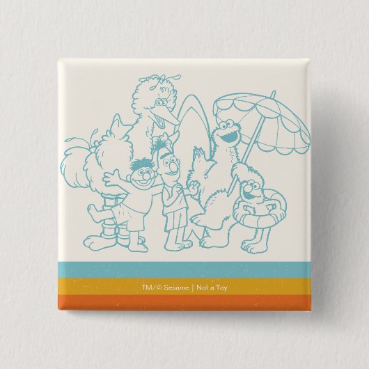 Klaar voor het strand vierkante button 5,1 cm (Voorkant)