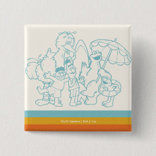 Klaar voor het strand vierkante button 5,1 cm