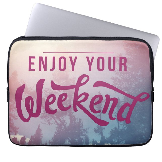 Klaar voor het weekend laptop sleeve (Voorkant)